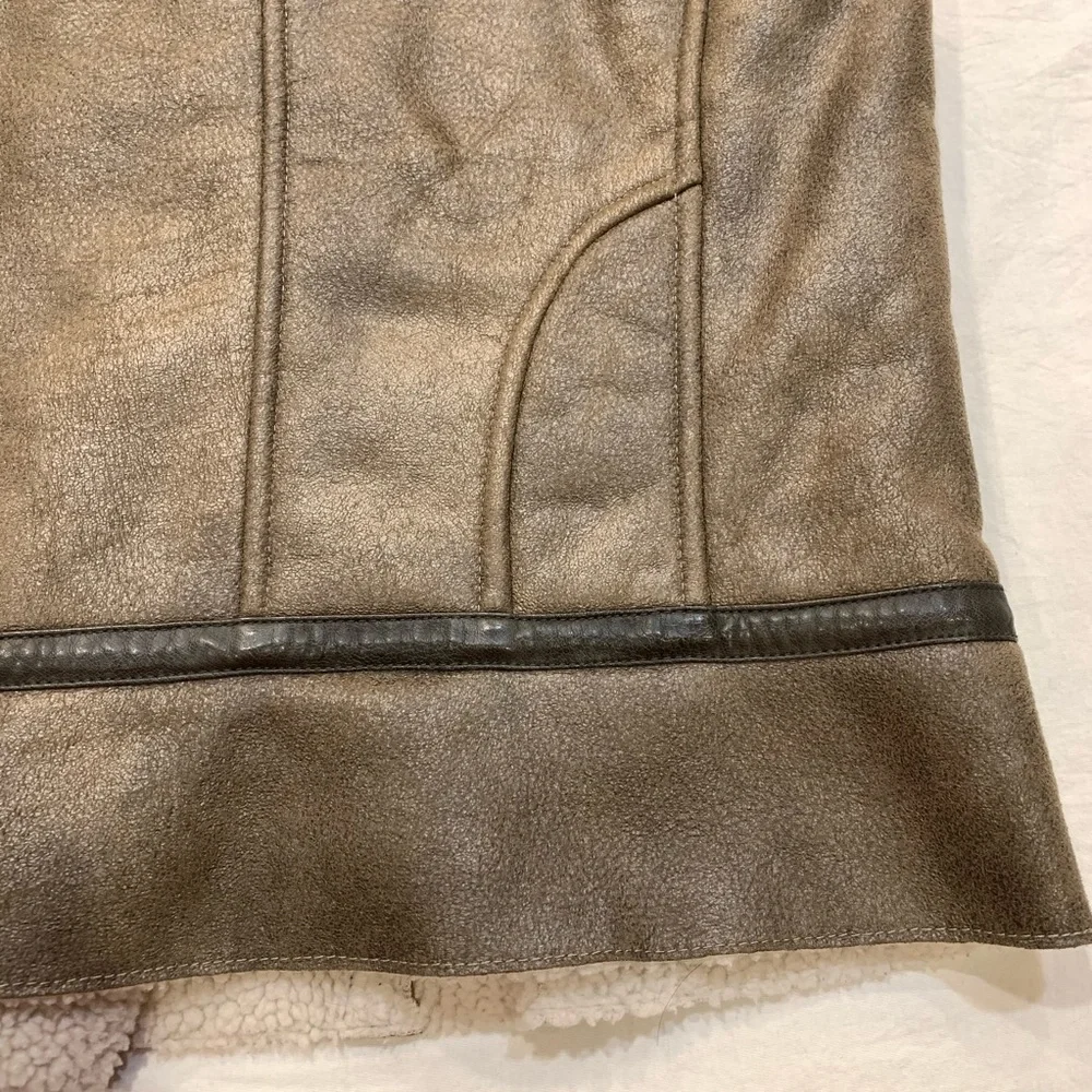 Bernardo Faux Leather Fleece Lined Hooded Vest